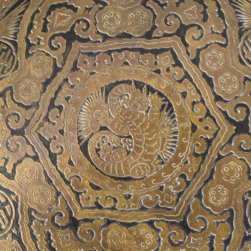fig 3. Asian Antique Side Table, Circular Brass Inlaid Tea, Benares, Berber, Circa 1900