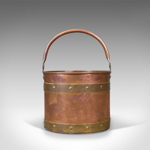 fig 1. Antique Coal Bucket, English, Victorian, Fireside, Log, Scuttle Circa 1890