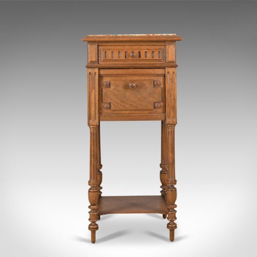 fig 1. Antique Pot Cupboard, French, Marble Top, Bedside Cabinet, Nightstand Circa 1900