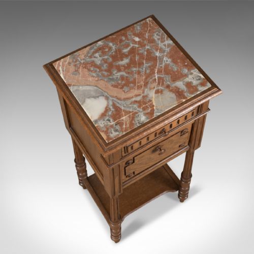 fig 3. Antique Pot Cupboard, French, Marble Top, Bedside Cabinet, Nightstand Circa 1900