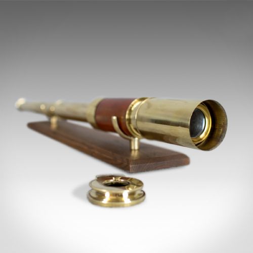 fig 2. Antique Telescope, Three Draw, Mahogany, Brass, English, Georgian, Circa 1780