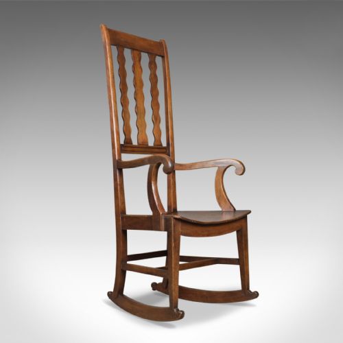 Antique Rocking Chair, English Victorian, Mahogany, Wavy Line, Rocker Circa 1850