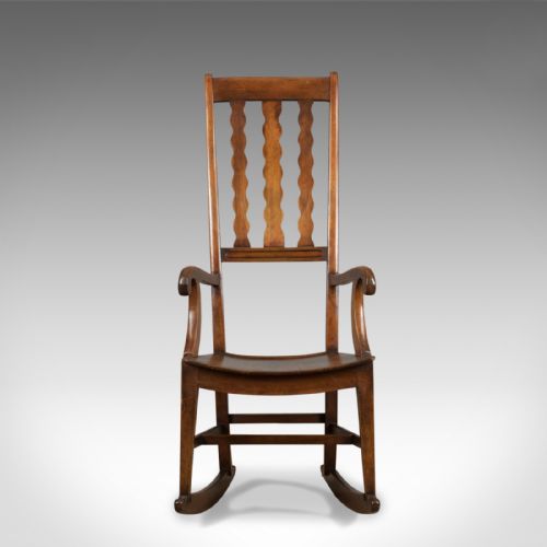 fig 1. Antique Rocking Chair, English Victorian, Mahogany, Wavy Line, Rocker Circa 1850