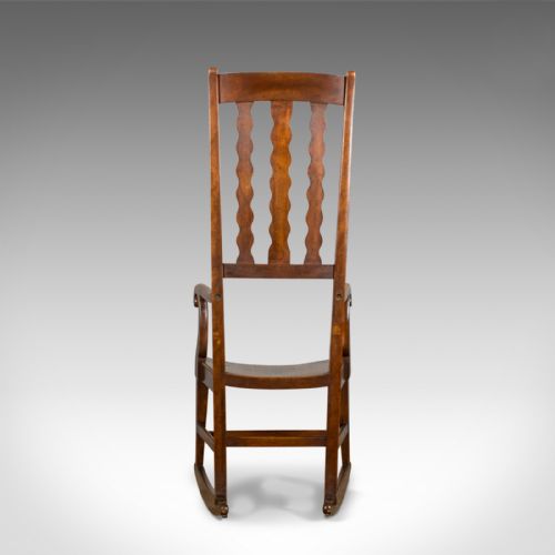 fig 2. Antique Rocking Chair, English Victorian, Mahogany, Wavy Line, Rocker Circa 1850