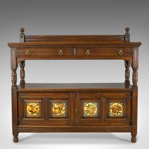 Antique Sideboard, Gillow & Co, Oak, Arts and Crafts Buffet Cabinet, Circa 1890