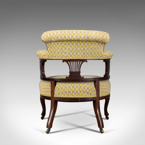 fig 3. Pair of Antique Salon Chairs, English, Victorian, Scroll Back, Armchairs, c.1870