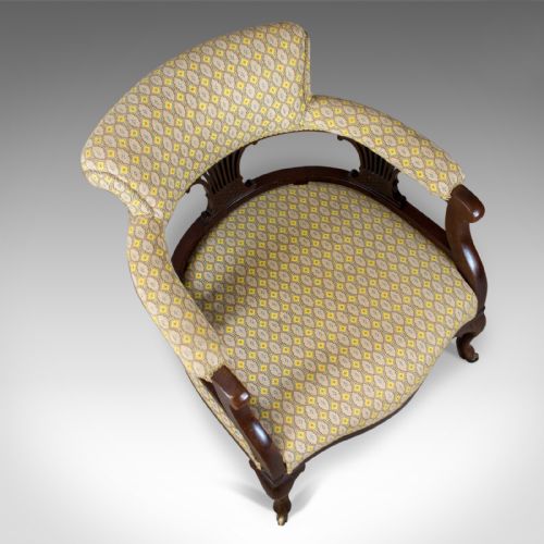 fig 4. Pair of Antique Salon Chairs, English, Victorian, Scroll Back, Armchairs, c.1870