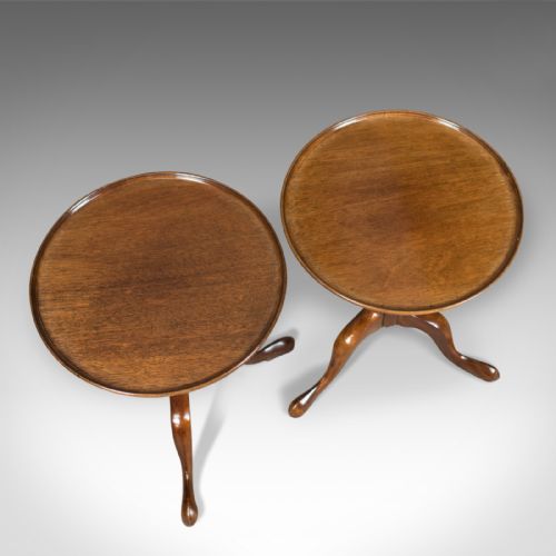 fig 1. Pair of Antique Wine Tables, English, Edwardian, Mahogany, Tripod, Side c.1910