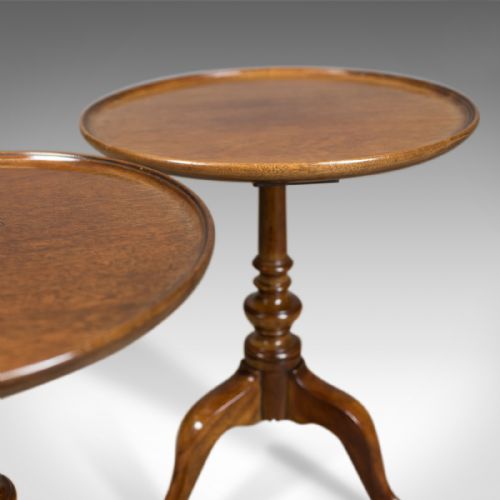 fig 2. Pair of Antique Wine Tables, English, Edwardian, Mahogany, Tripod, Side c.1910