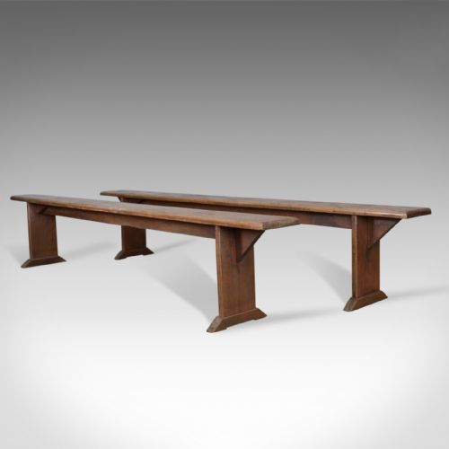 Pair of Antique Benches, Long Mahogany English Victorian, Seat Up to Six C.1900