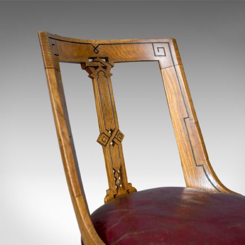 fig 3. Set of Six Antique Dining Chairs, Scottish Ash Leather, Aesthetic Movement c1880