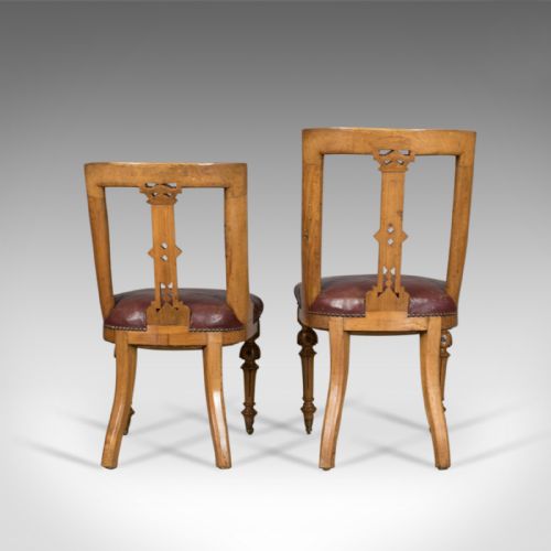 fig 4. Set of Six Antique Dining Chairs, Scottish Ash Leather, Aesthetic Movement c1880