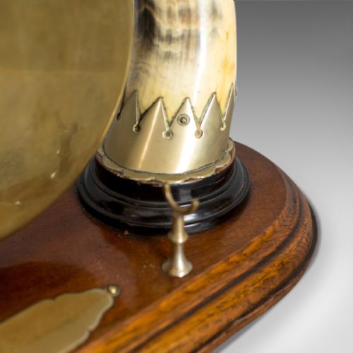 fig 3. Antique Dinner Gong, English, Edwardian, Table, Oak Plinth, Circa 1910
