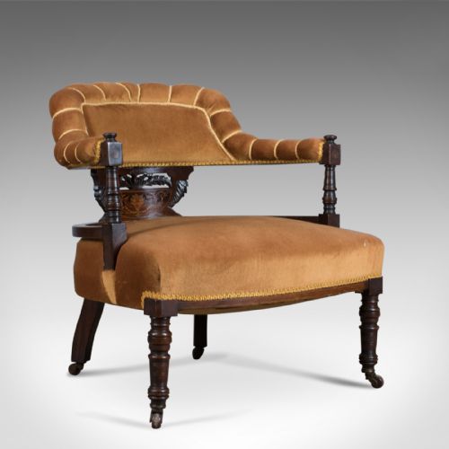 Antique Salon Chair, English, Victorian, Bedroom Armchair, Classical, Circa 1860