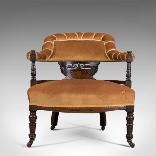 fig 1. Antique Salon Chair, English, Victorian, Bedroom Armchair, Classical, Circa 1860