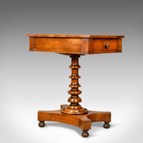 Antique Side Table, English, Regency, End Table, Mahogany, Satinwood Circa 1820