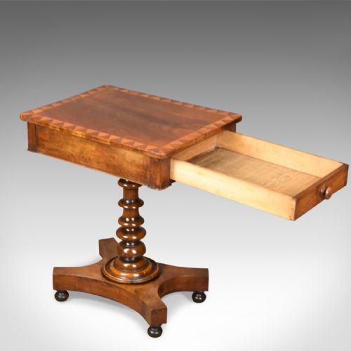 fig 3. Antique Side Table, English, Regency, End Table, Mahogany, Satinwood Circa 1820