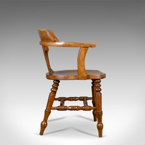 fig 2. Antique Bow-Back Armchair, English, High Wycombe, Elm, Smokers, Captains c.1900