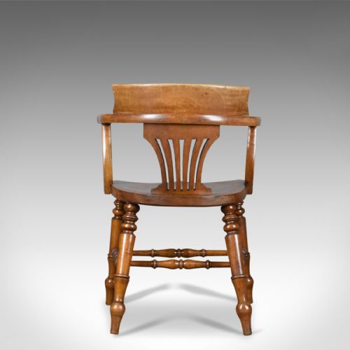 fig 3. Antique Bow-Back Armchair, English, High Wycombe, Elm, Smokers, Captains c.1900