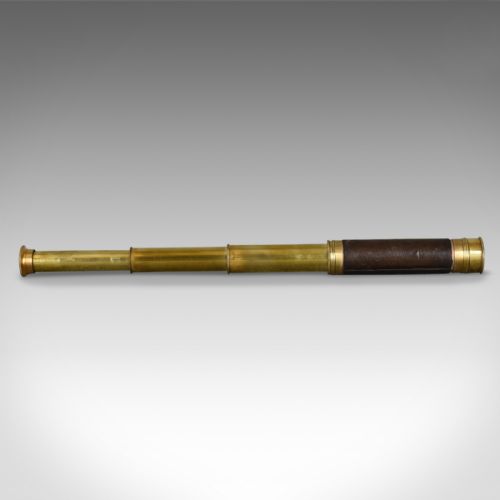 fig 1. Antique Telescope, Three Draw Pocket Refractor in Leather Case, Circa 1880