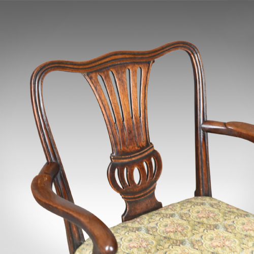 fig 3. Antique Elbow Chair, English, Georgian, Mahogany, Open Armchair, Circa 1780