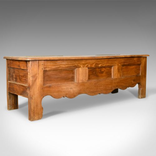 Antique Coffer, Long, French, Oak, Blanket Chest, Trunk, Circa 1800