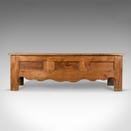 fig 1. Antique Coffer, Long, French, Oak, Blanket Chest, Trunk, Circa 1800
