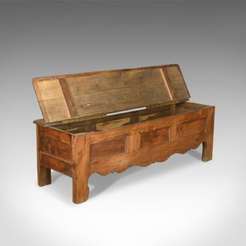 fig 4. Antique Coffer, Long, French, Oak, Blanket Chest, Trunk, Circa 1800