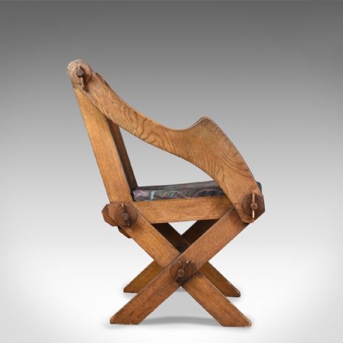 fig 2. Antique Glastonbury Chair, English, Tudor Revival, Hall Seat, Circa 1900