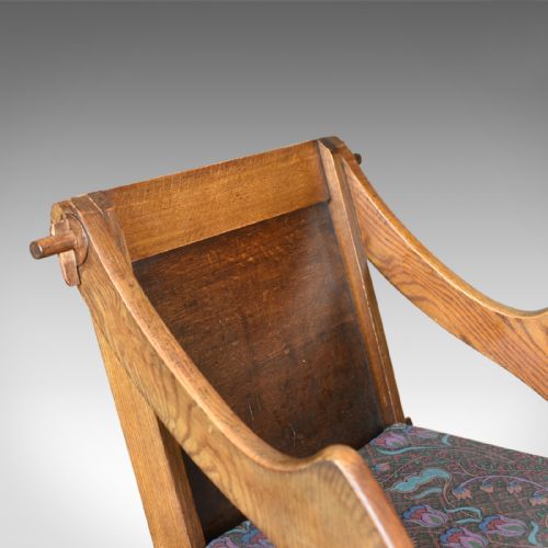 fig 4. Antique Glastonbury Chair, English, Tudor Revival, Hall Seat, Circa 1900