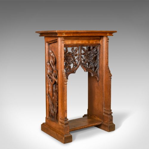 Antique Lectern, Carved, English, Oak, Stand, Ecclesiastical Gothic, Pugin C1880