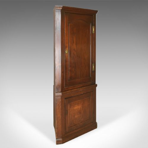 fig 1. Antique Corner Cabinet, English, Oak, Georgian, Floor Standing Cupboard c.1800