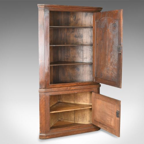 fig 2. Antique Corner Cabinet, English, Oak, Georgian, Floor Standing Cupboard c.1800