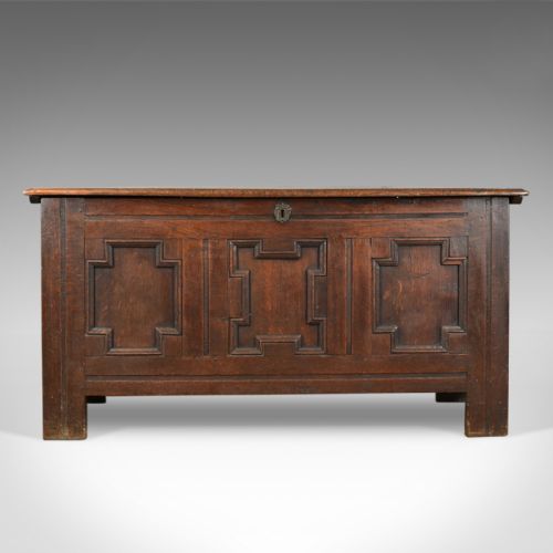 fig 1. Antique Coffer, English, Georgian, Oak Joined Chest, Mid C18th Trunk Circa 1750