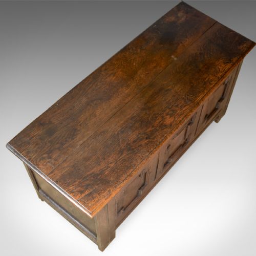 fig 4. Antique Coffer, English, Georgian, Oak Joined Chest, Mid C18th Trunk Circa 1750