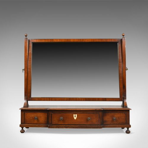 fig 1. Large, Antique Dressing Table Mirror, Mahogany, Georgian, Platform, Toilet C1800