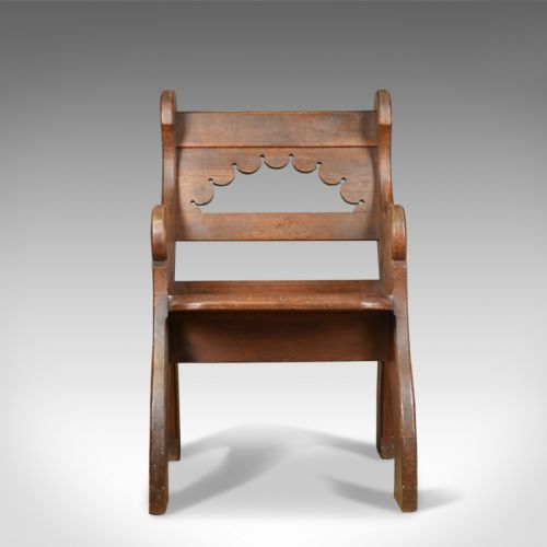 fig 1. Antique Hall Chair, English, Victorian Pitch Pine Armchair, Ecclesiastical c1880