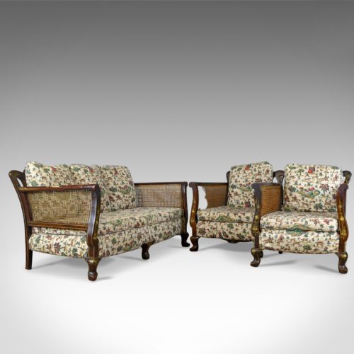 Aesthetic Movement Antique Conservatory Suite, Chinoiserie, Bergere Circa 1910