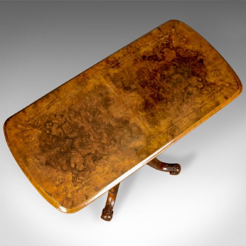 fig 2. Antique Side Table, English, Victorian, Lamp, Burr Walnut, Circa 1870