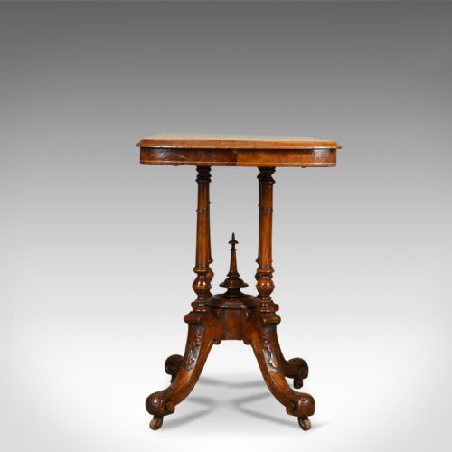fig 3. Antique Side Table, English, Victorian, Lamp, Burr Walnut, Circa 1870