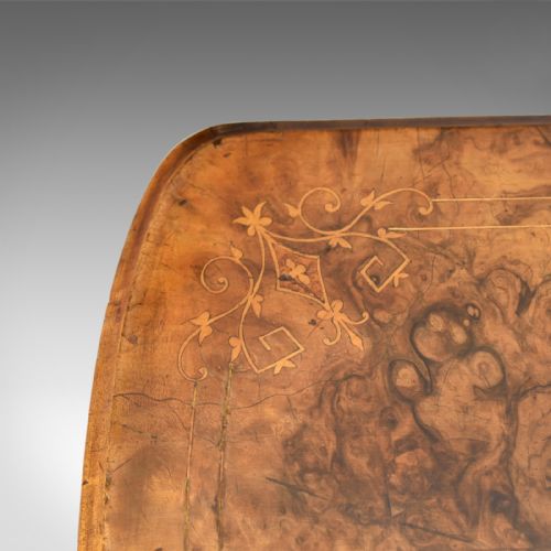 fig 4. Antique Side Table, English, Victorian, Lamp, Burr Walnut, Circa 1870