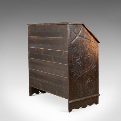 fig 3. Antique Bureau, English, Oak, Victorian, Green Man, Circa 1880
