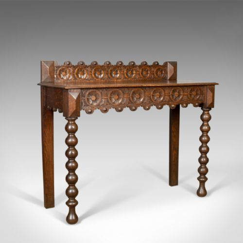 Antique Console Table, Scottish, Oak, Carved, 19th Century Circa 1890