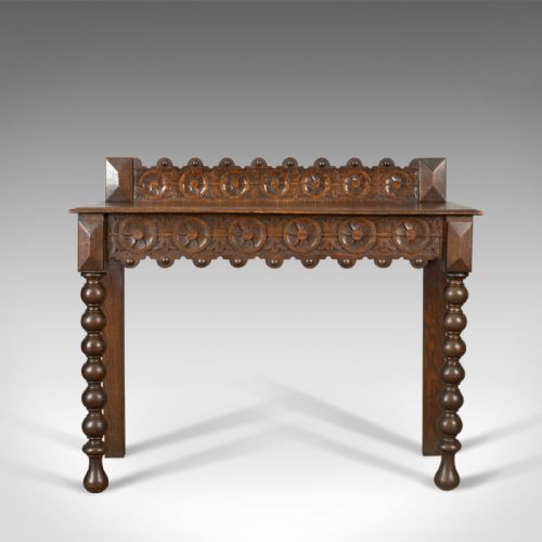 fig 1. Antique Console Table, Scottish, Oak, Carved, 19th Century Circa 1890