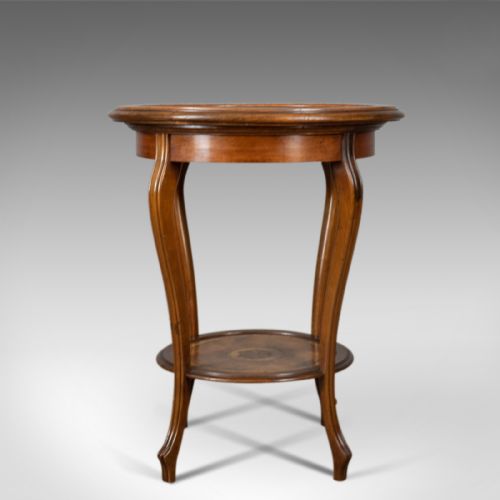 Antique Tea Table, Italian, Mahogany, Leather, Occasional, Side, Circa 1900