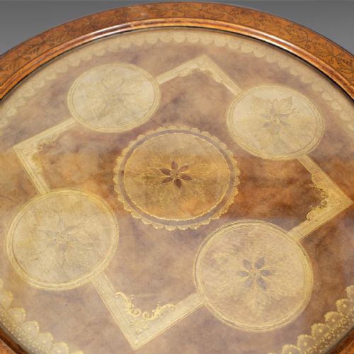 fig 3. Antique Tea Table, Italian, Mahogany, Leather, Occasional, Side, Circa 1900