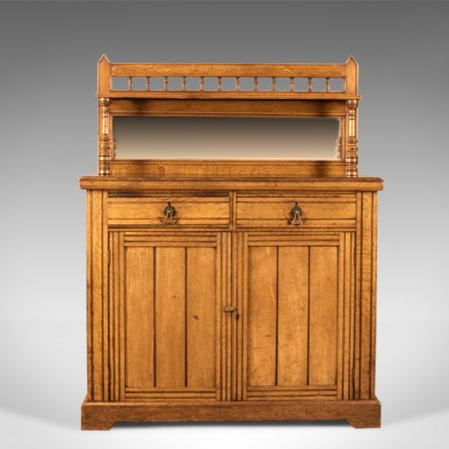 fig 1. Antique Chiffonier Sideboard, English, Oak, Circa 1880