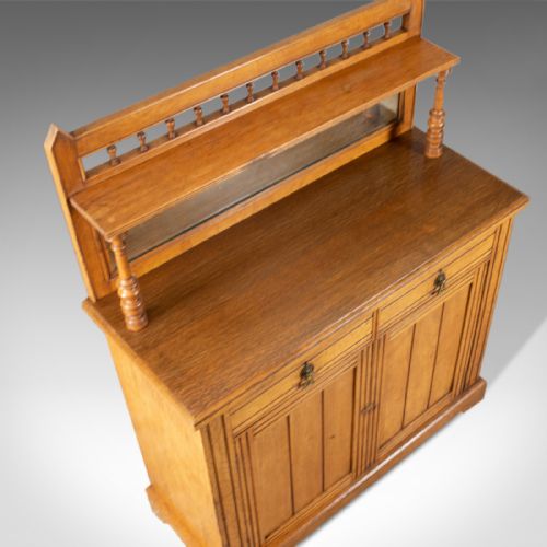 fig 4. Antique Chiffonier Sideboard, English, Oak, Circa 1880