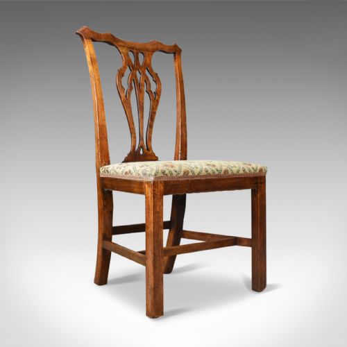 fig 1. Pair of Antique Chairs, Georgian, Fruitwood, Dining, Chippendale, Circa 1780