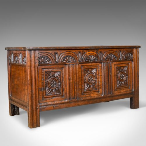 Antique Coffer, English Oak Joined Chest, William Iii, Queen Anne, Circa 1700
